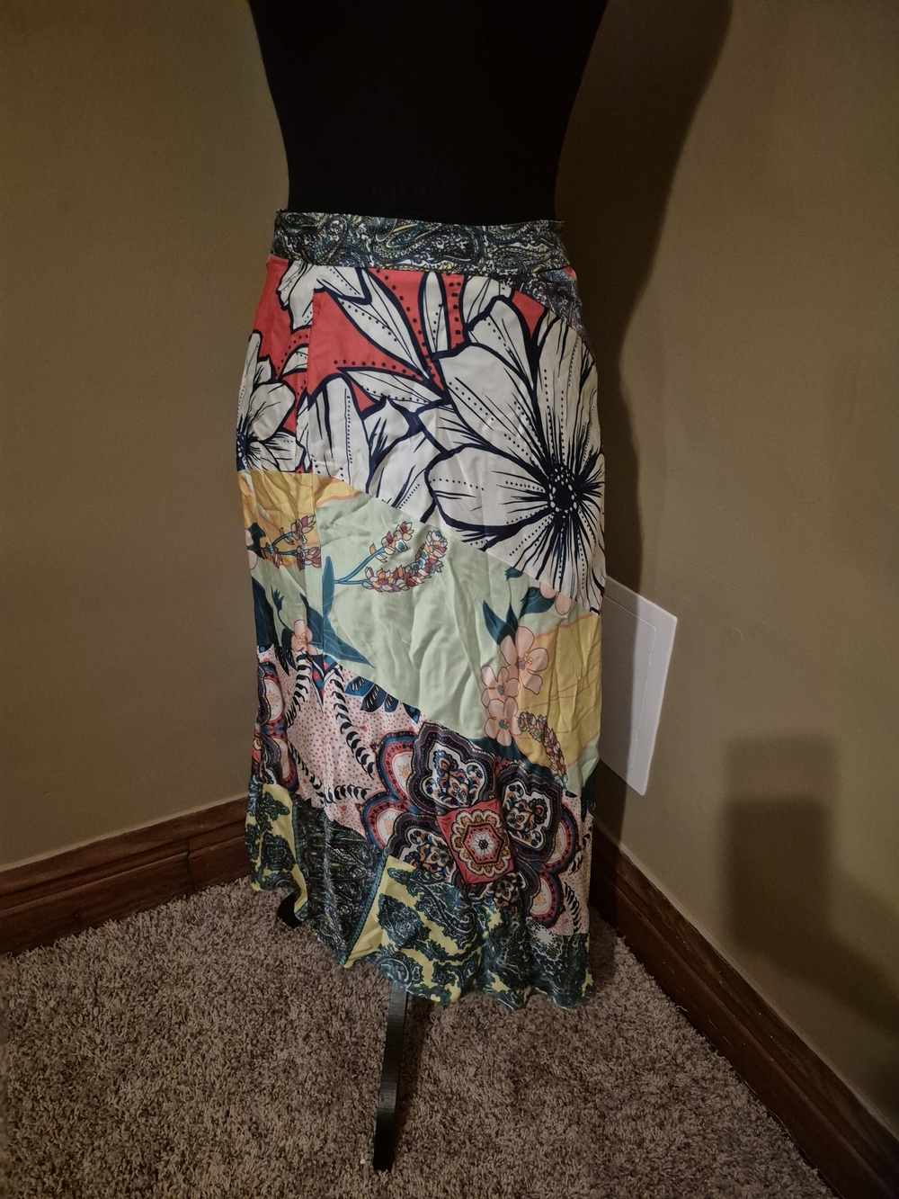 Fram Rio Floral Patchwork Maxi Skirt in Multicolor sz xs